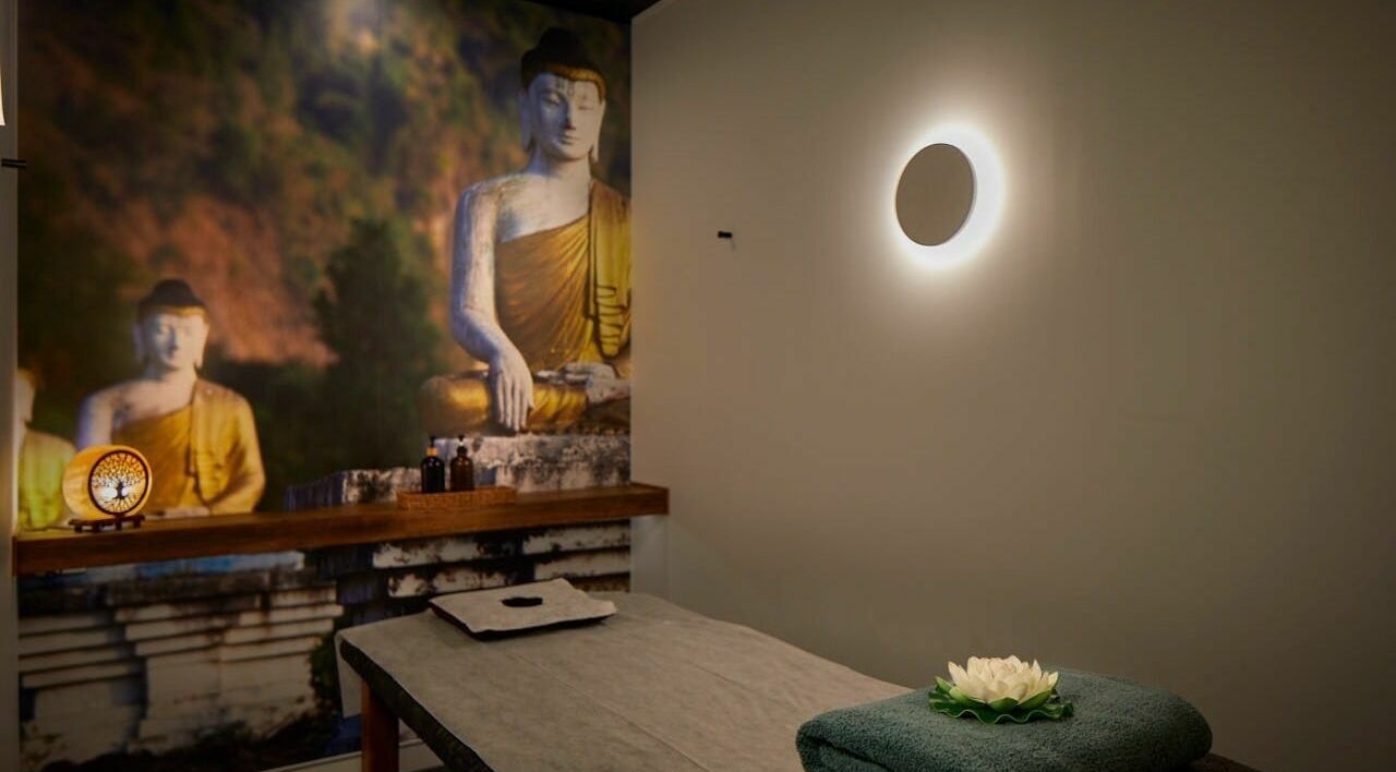 Calming room with Buddha decor at Sabai Thai Massage & Spa in Menai, New South Wales, AU.