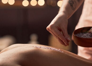 Relaxing massage with salts at Wellness Sanctuary-Mossley, Mossley, England, GB.