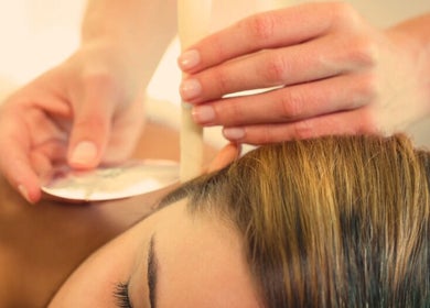 Ear candling therapy at Wellness Sanctuary-Mossley, Mossley, England, GB for relaxation and wellness.