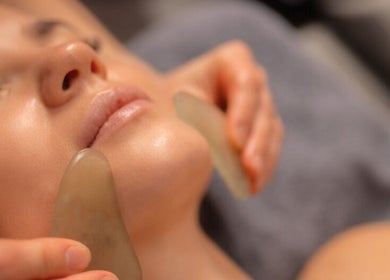 Relaxing Gua Sha facial therapy at Wellness Sanctuary-Mossley, Mossley, England, GB.
