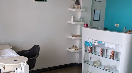 Reception area at V.I.B. Very Important Beauty, Balcatta, Western Australia, AU, showcasing product shelves and desk.