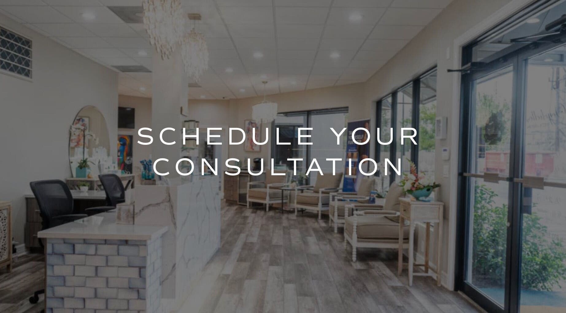 Modern reception area at The Beaute Compound in The Woodlands, Texas, US, featuring elegant decor and seating.