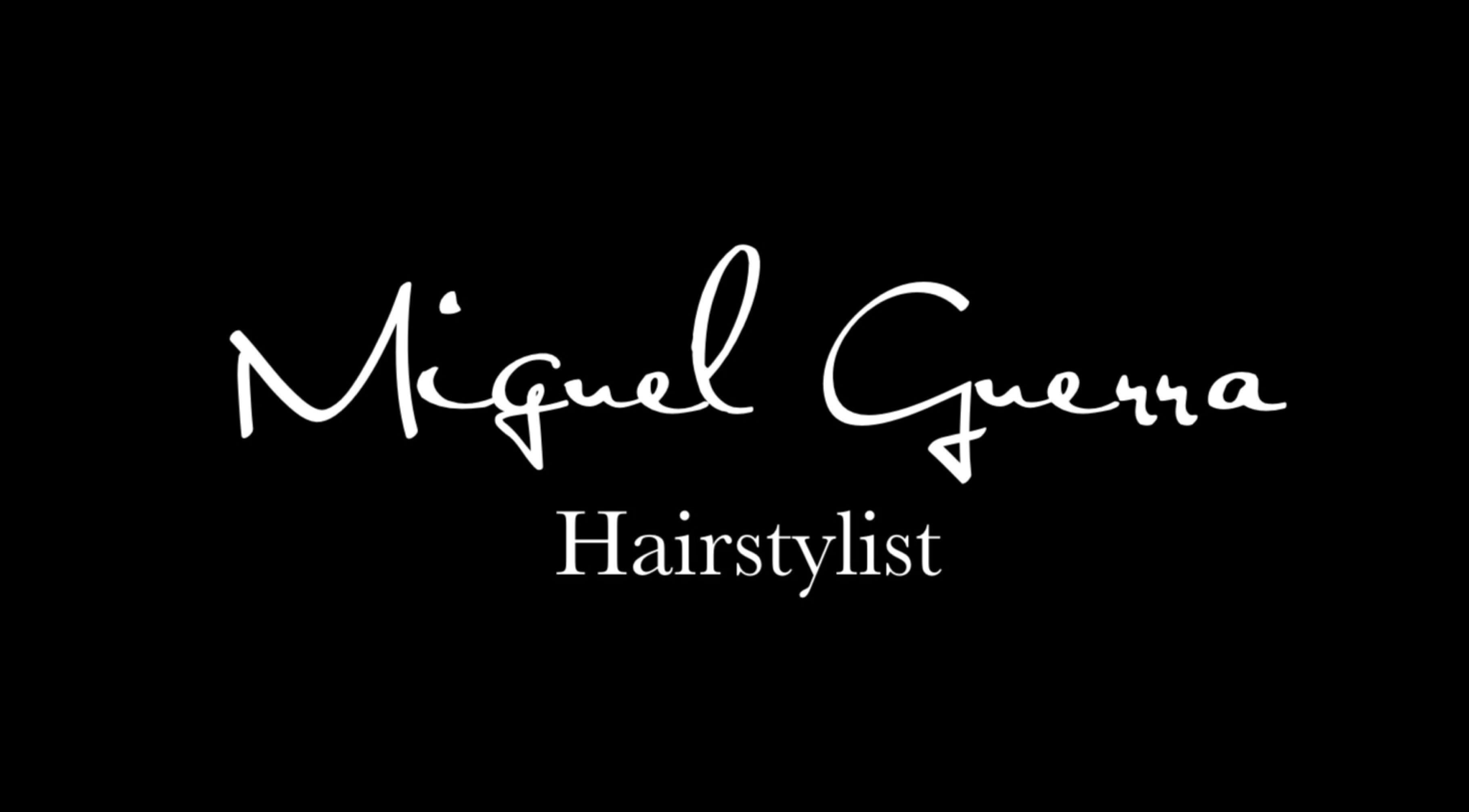 Logo do Miguel Guerra Hairstylist em Cascais, Lisboa, PT, em fundo preto sofisticado.