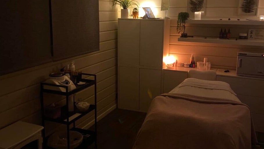 Serene treatment room at The Relaxation Room, Inverness, Scotland, GB, featuring soft lighting and ambiance.