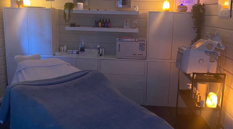 Serene treatment room at The Relaxation Room in Inverness, Scotland, GB, featuring soft ambient lighting.