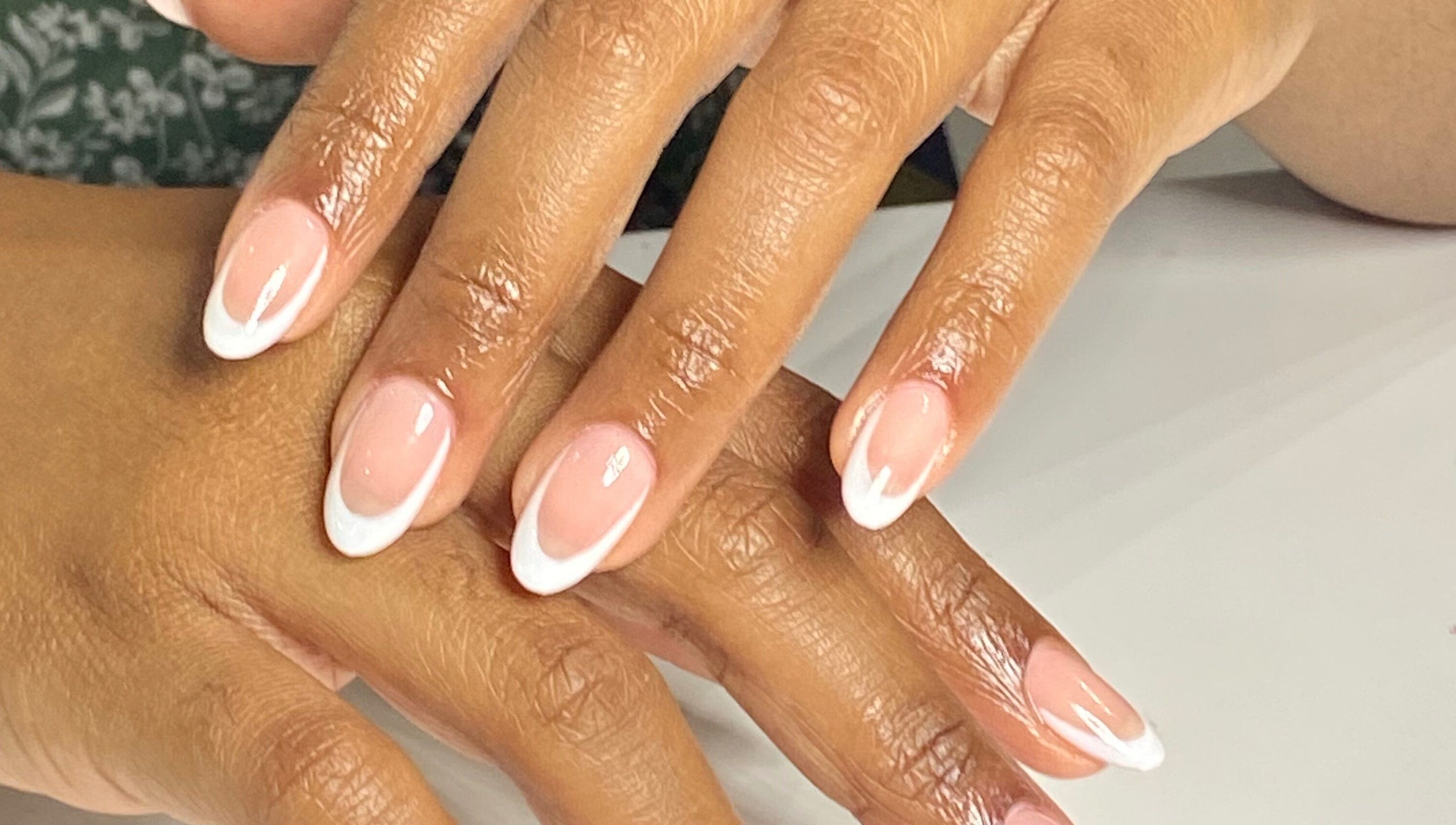 French manicure at Day and Night Beauty in Kingston, St. Andrew Parish, JM. Elegantly painted nails.