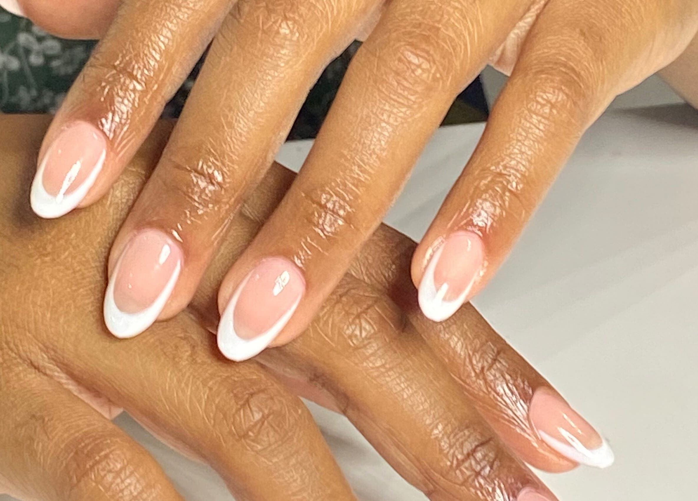 French manicure at Day and Night Beauty in Kingston, St. Andrew Parish, JM. Elegantly painted nails.