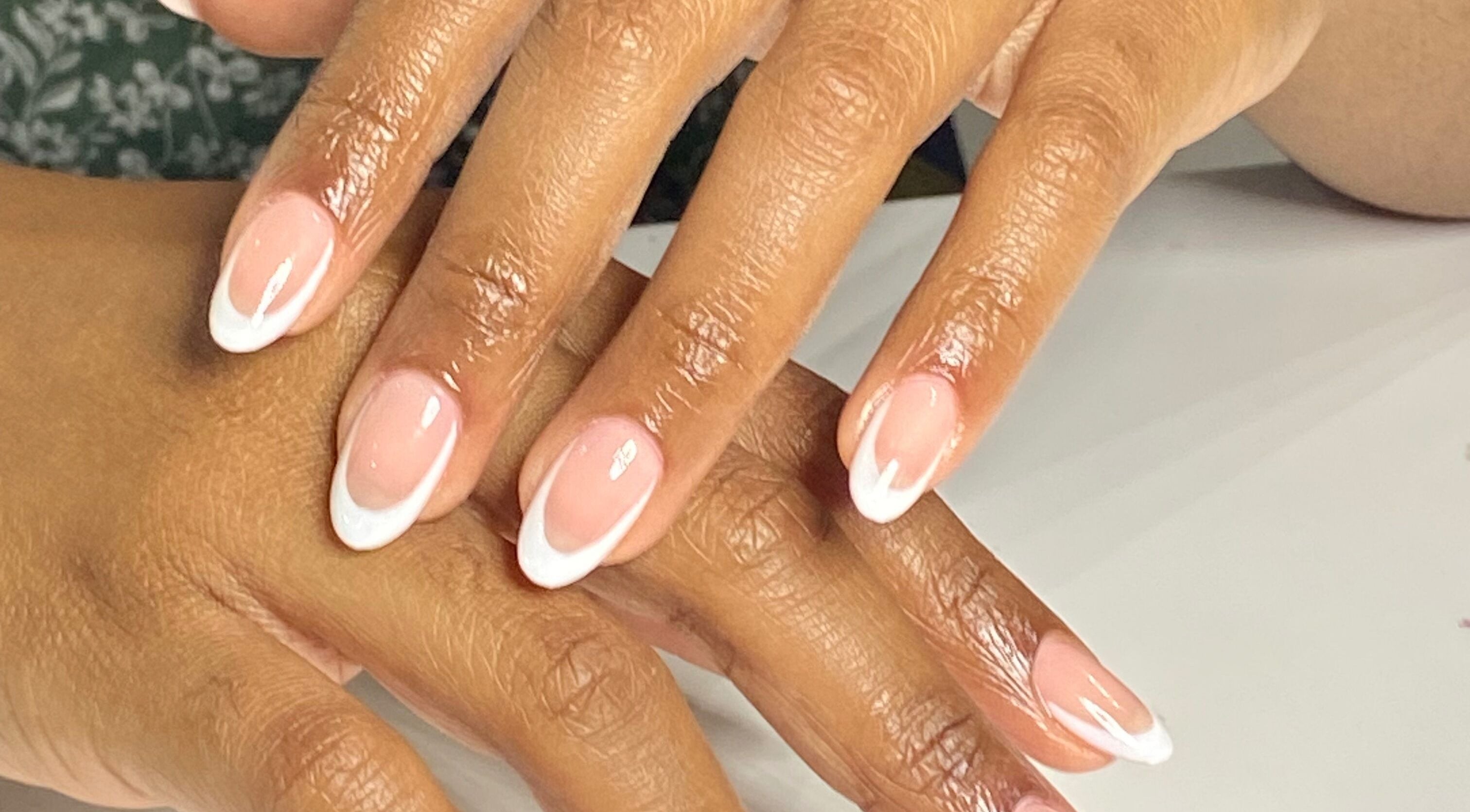French manicure at Day and Night Beauty in Kingston, St. Andrew Parish, JM. Elegantly painted nails.