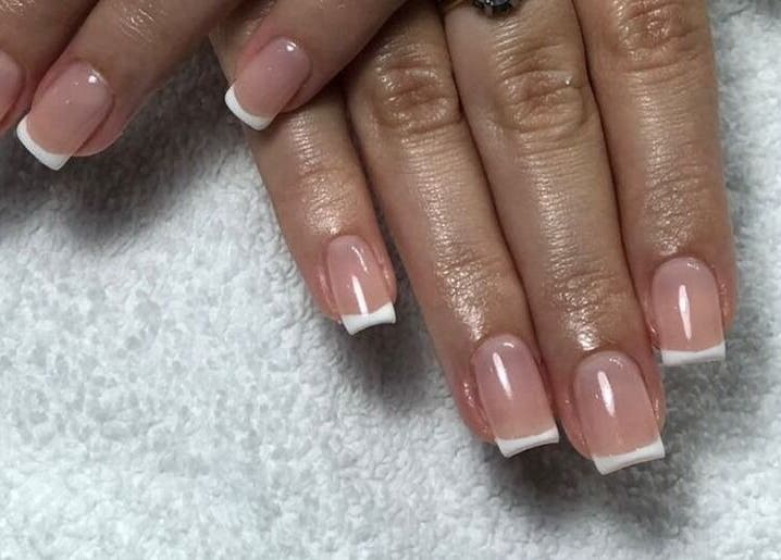 French manicure nails at Day and Night Beauty, Kingston, St. Andrew Parish, JM.