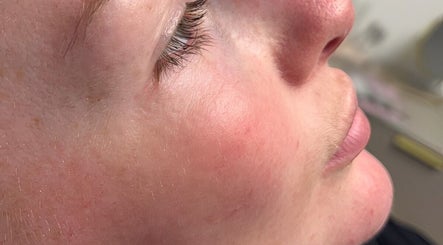 Close-up of eyelash enhancement at Enhanced Aesthetics Lashes Beauty, Bangor, Wales, GB.