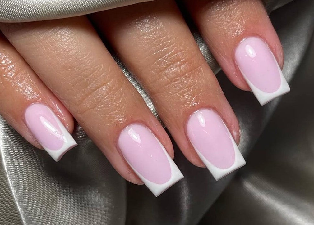 Elegant pink and white nails at Sculpt Nails & Aesthetics, Warrington, England, GB.