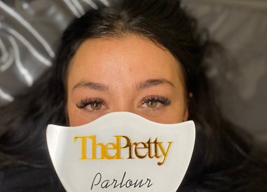 A woman showcasing stunning lashes at The Pretty Parlour, Gloucester, England, GB.