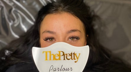 A woman showcasing stunning lashes at The Pretty Parlour, Gloucester, England, GB.
