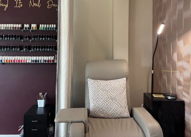 Comfortable nail salon chair and polish at Beauty Within, Gosport, England, GB for a luxurious experience.