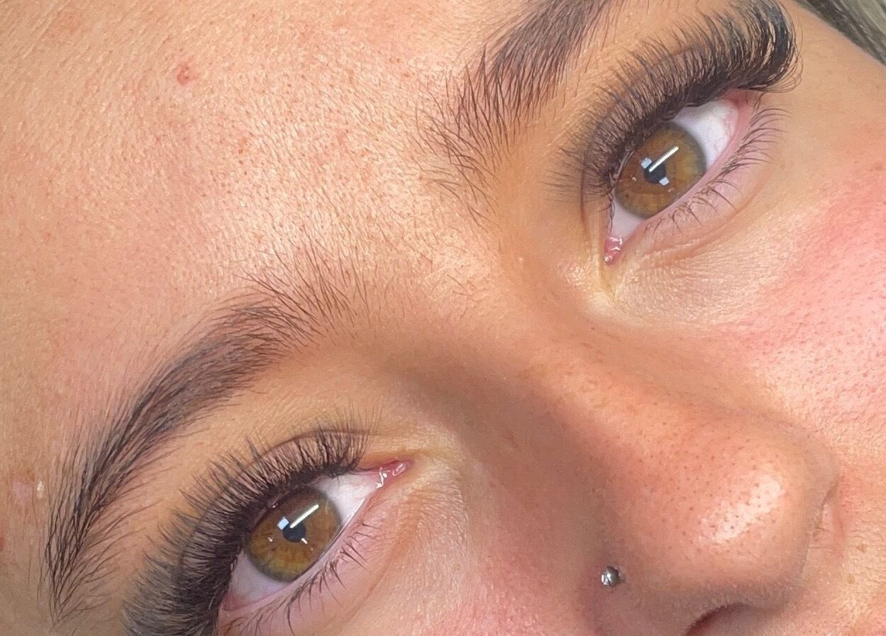 Close-up of expertly done eyelash extensions at NR Beauty Lounge, Birtley, England, GB.