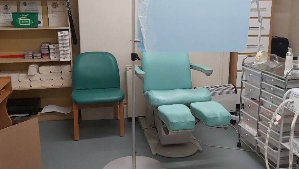 Professional treatment room at Pods Footcare Specialists, Beccles, England, GB, featuring a comfortable chair.