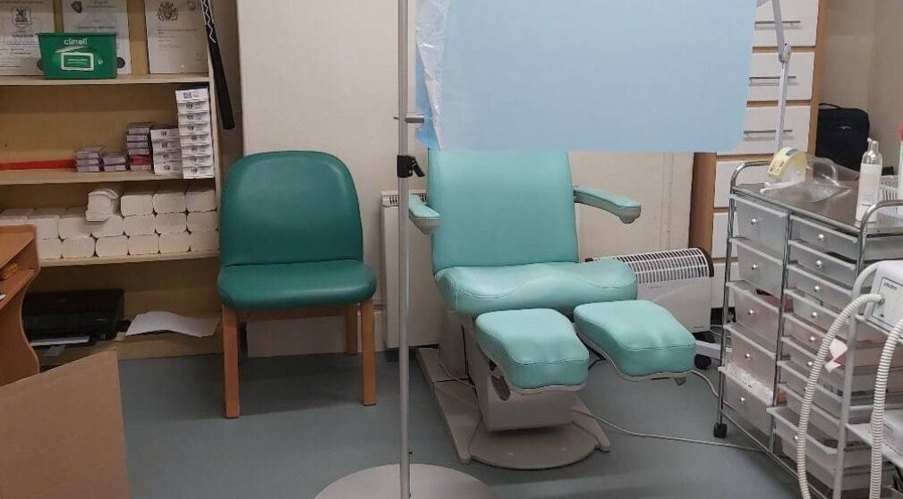 Professional treatment room at Pods Footcare Specialists, Beccles, England, GB, featuring a comfortable chair.