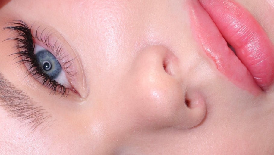 Close-up of enhanced eyelashes at ANGEL LASH, Beaconsfield, Western Australia, AU.