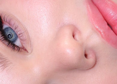 Close-up of enhanced eyelashes at ANGEL LASH, Beaconsfield, Western Australia, AU.
