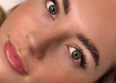 Close-up of a woman's eye showcasing eyelash extensions at Angel Lash, Beaconsfield, Western Australia, AU.
