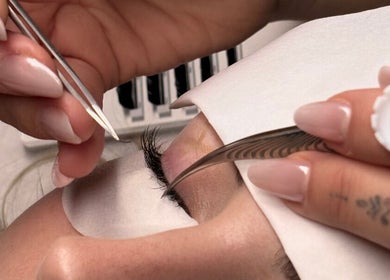 Close-up of lash application at Angel Lash, Beaconsfield, Western Australia, AU.