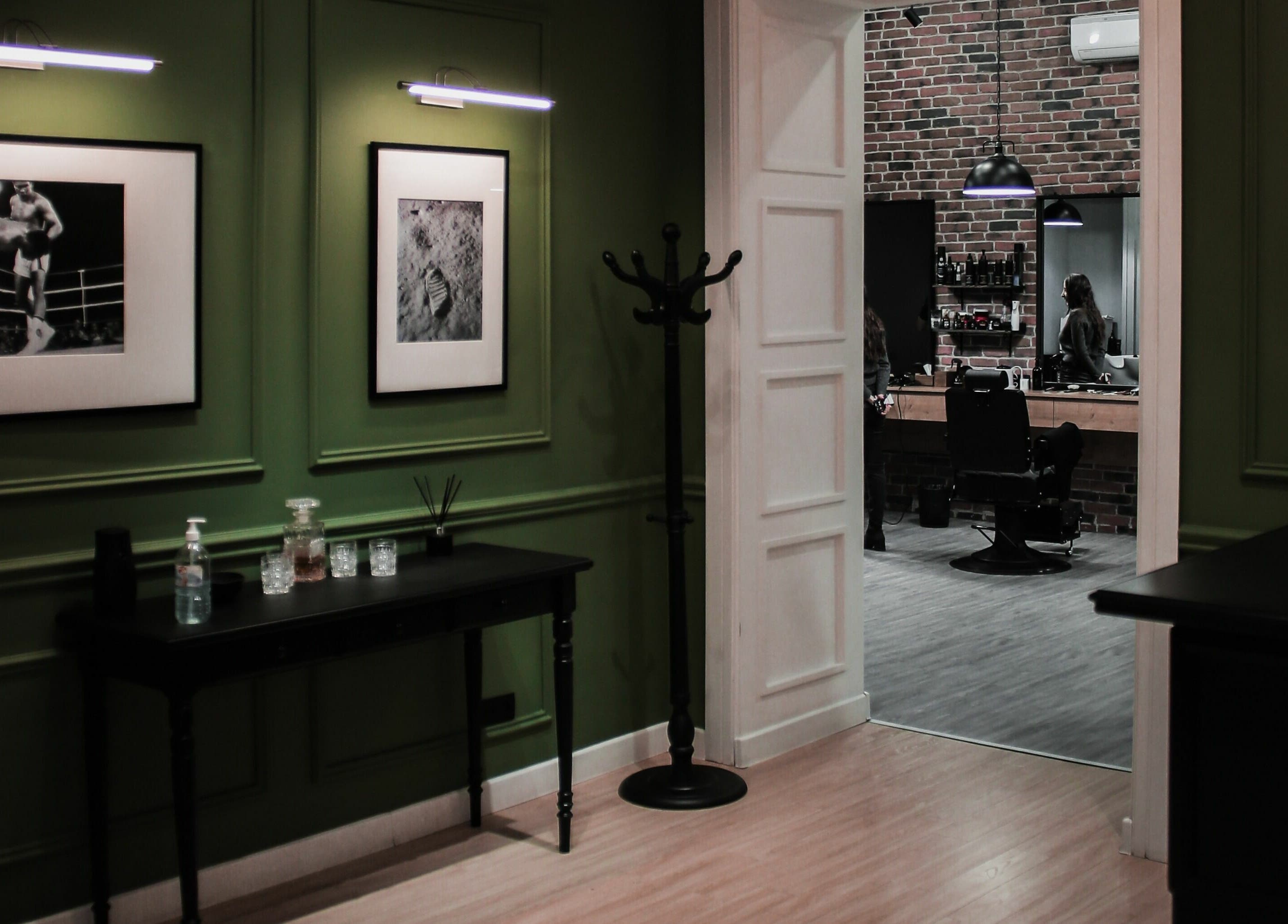 Elegant salon interior at Paragon, Yerevan, Yerevan, AM with stylish decor and grooming area.