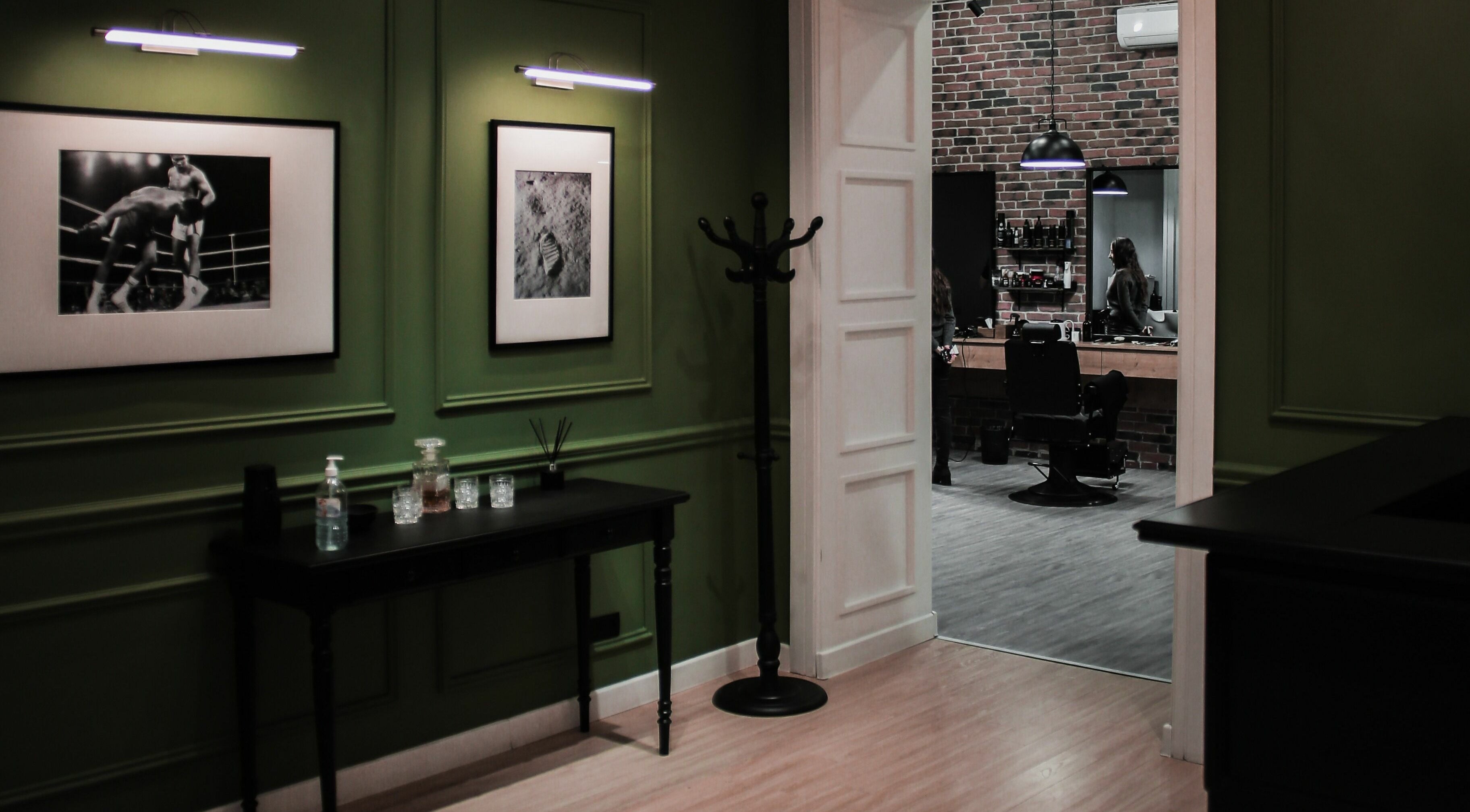 Elegant salon interior at Paragon, Yerevan, Yerevan, AM with stylish decor and grooming area.