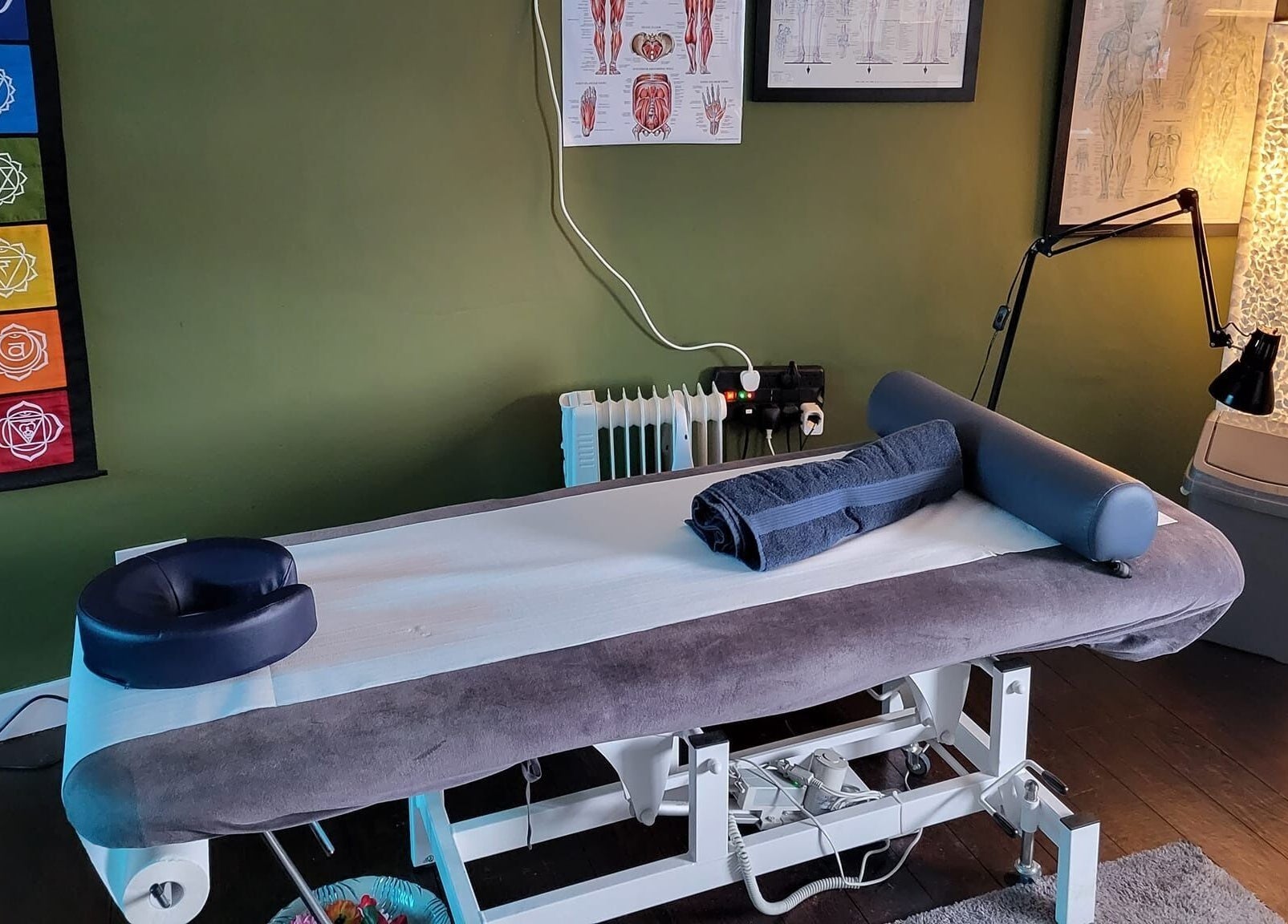 Calming therapy room at Macroom Massage and Holistic Clinic, County Cork, County Cork, IE, with massage bed.