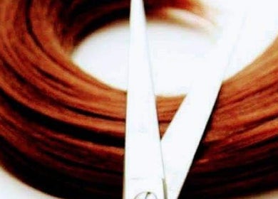 Close-up of hair with scissors at Visona Studio, Dublin, County Dublin, IE, showcasing expert styling tools.