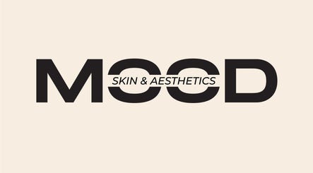Mood Skin and Aesthetics logo, London, England, GB. Elegant black text on a soft beige background.