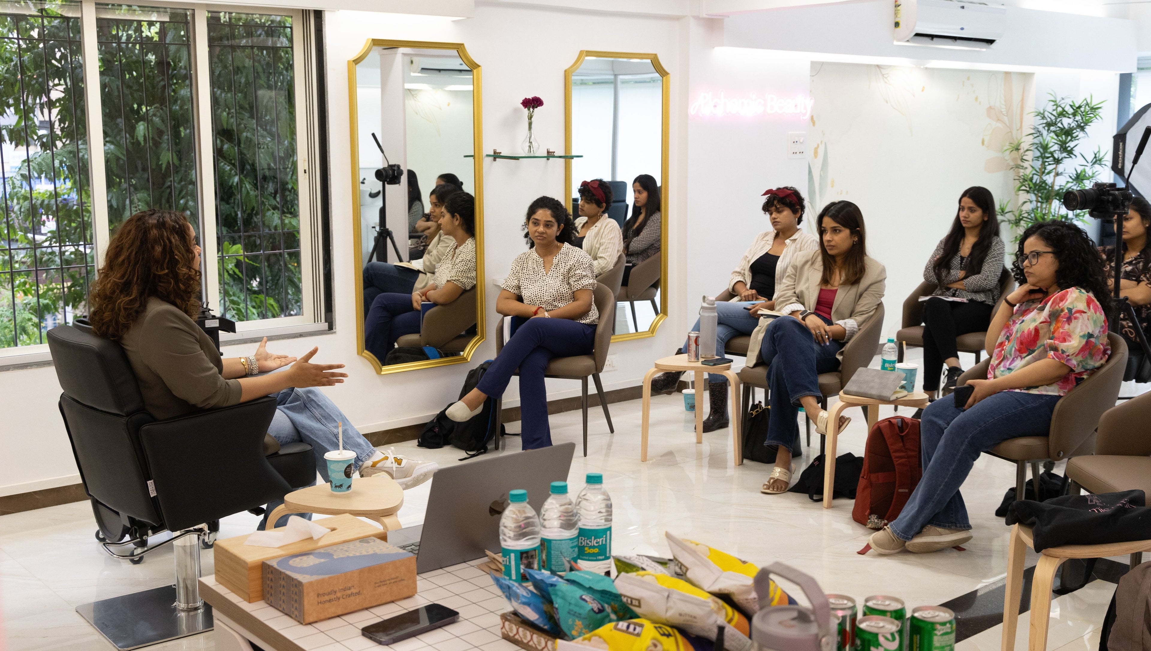 Workshop at Alchemic Beauty Studio Chennai with attendees seated, Chennai, Tamil Nadu, IN.