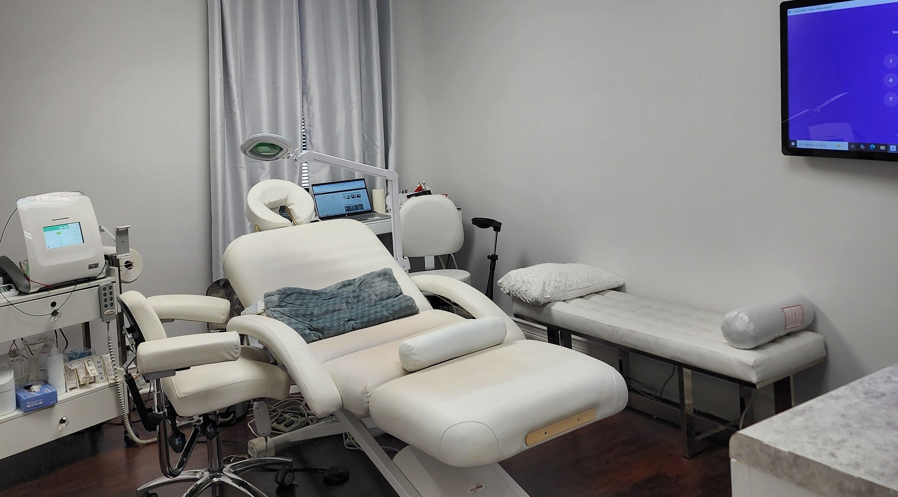Comfortable treatment room at Scarlet Electrolysis in Schaumburg, Illinois, US.