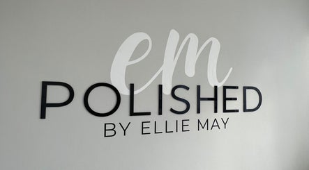 Elegant signage of POLISHED BY ELLIE MAY at Clacton-on-Sea, England, GB.