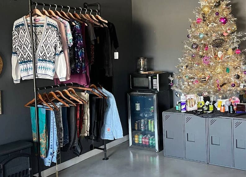 Stylish closet and decorated space at Ramblin’ Rose Studios, Anderson, South Carolina, US.