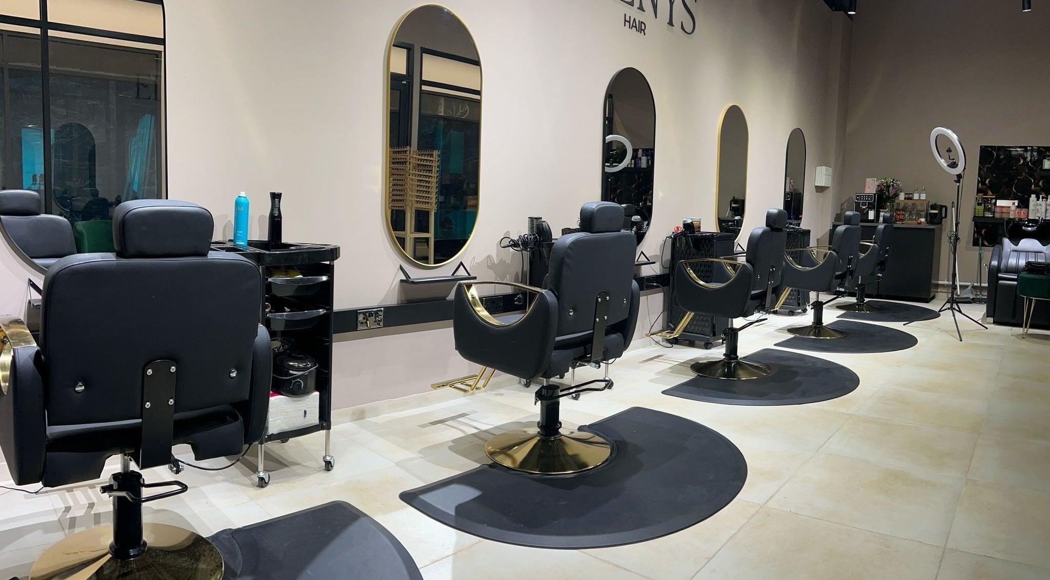 Modern hair styling chairs at Edenys Hair in Peterborough, England, GB offer luxury and comfort.