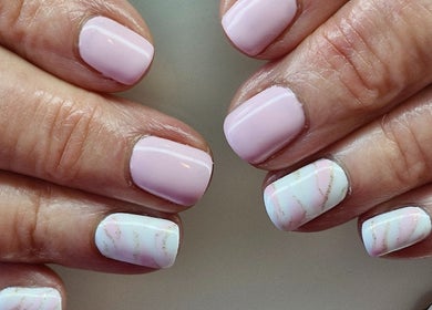 Elegant pastel nails with intricate designs by Nails by Kelly, Waipu, Northland, NZ.