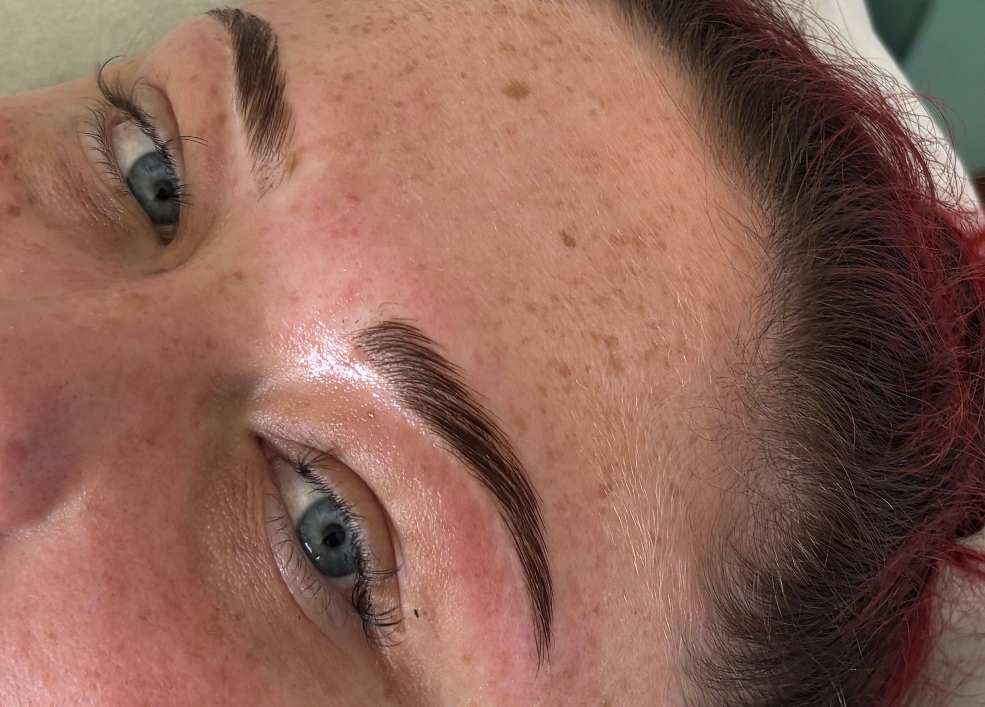 Close-up of freshly styled brows at Veiled Beauty Bar, Browns Plains, Queensland, AU.