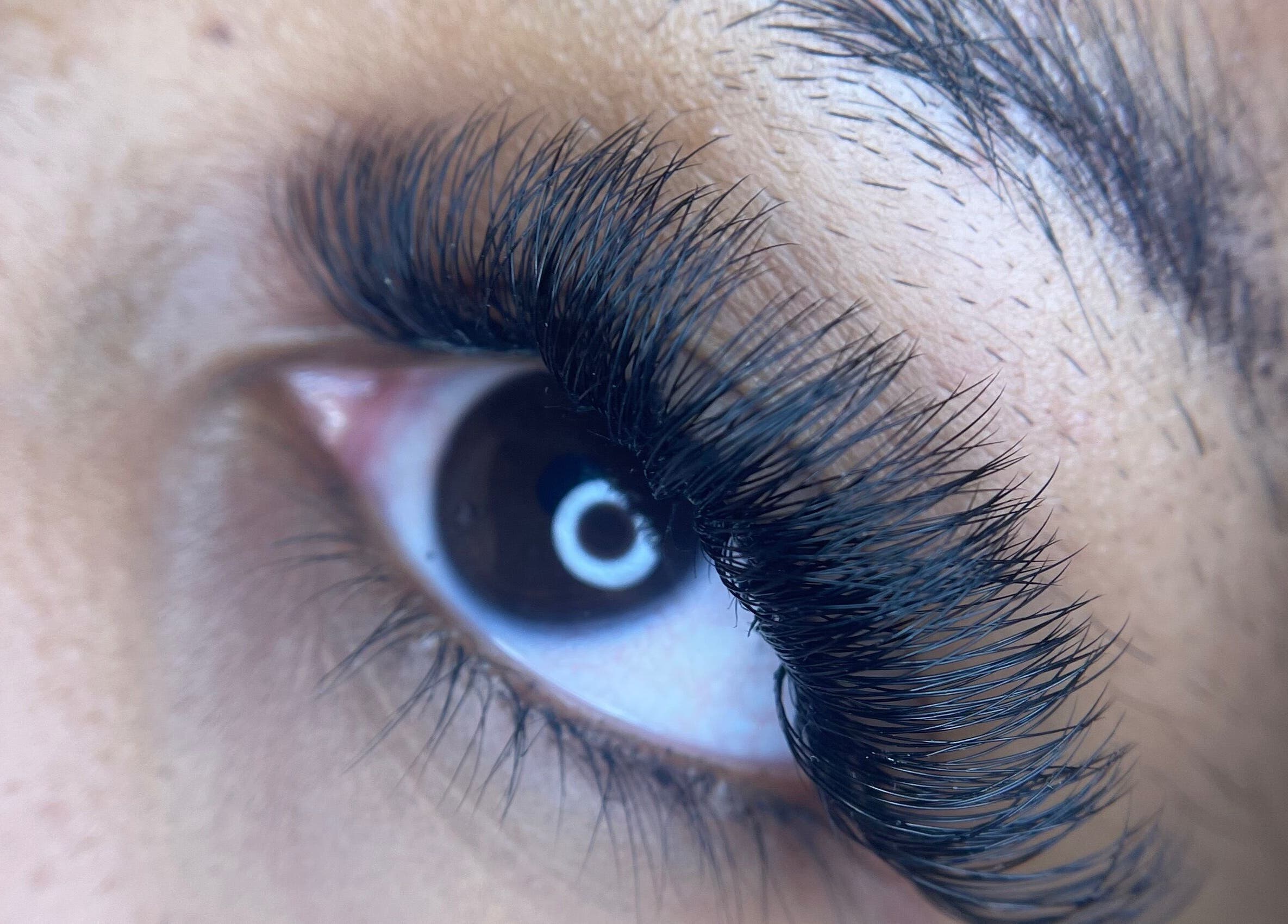 Close-up of luxurious eyelashes at Veiled Beauty Bar, Browns Plains, Queensland, AU.