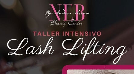 Cartel de taller intensivo de Lash Lifting en NEB Beauty Center, Tartagal, Salta, AR.