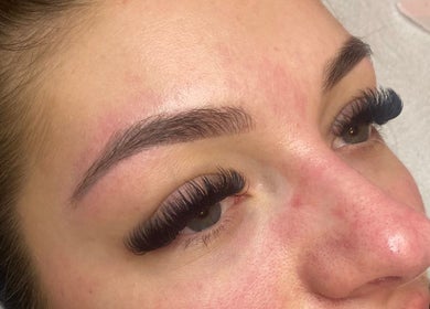 Close-up of eyelash extensions at Lori's Lashes, Whitley Bay, England, GB, showcasing expert application.