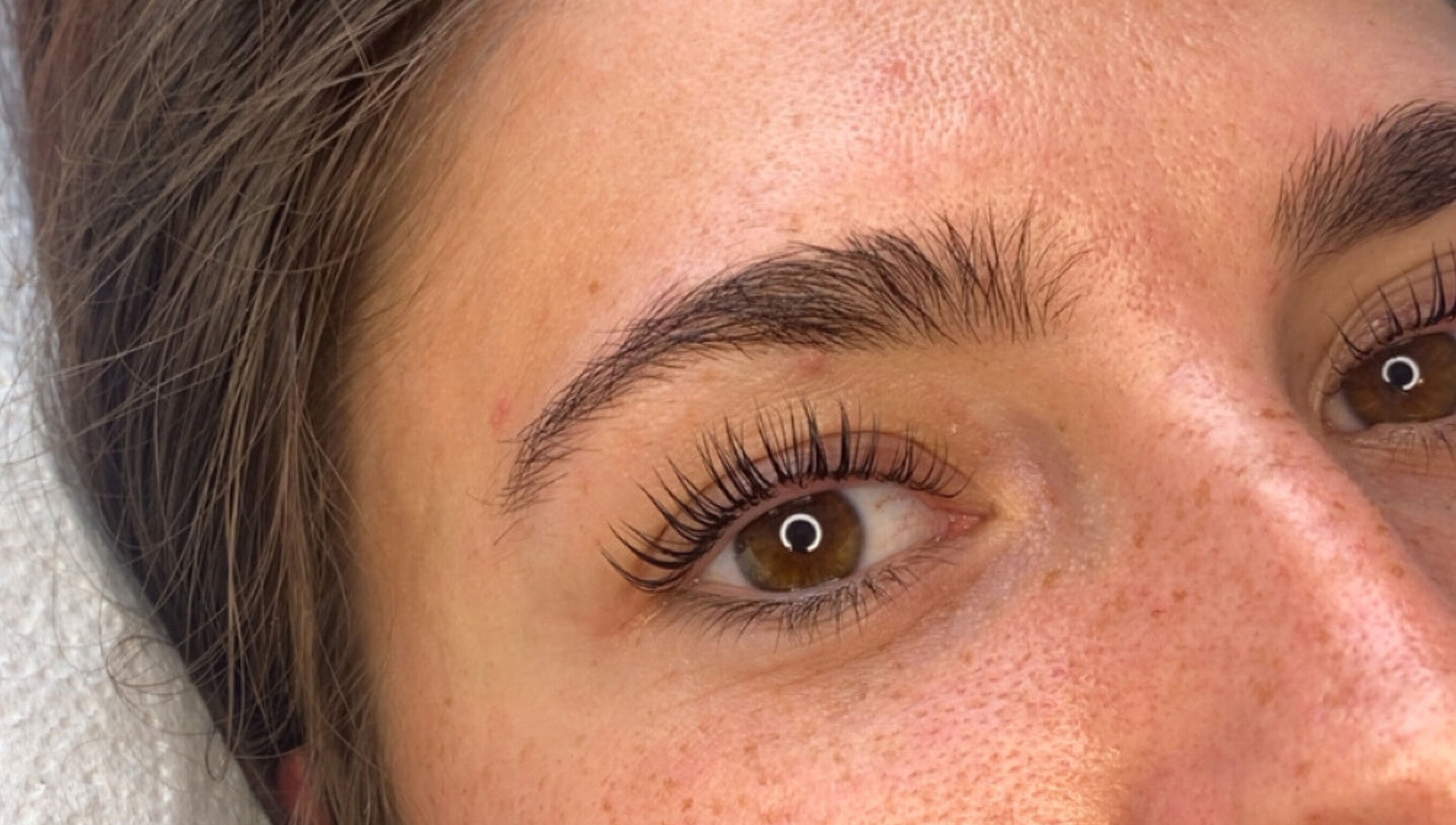 Close-up of perfectly styled lashes at Lori's Lashes, Whitley Bay, England, GB.