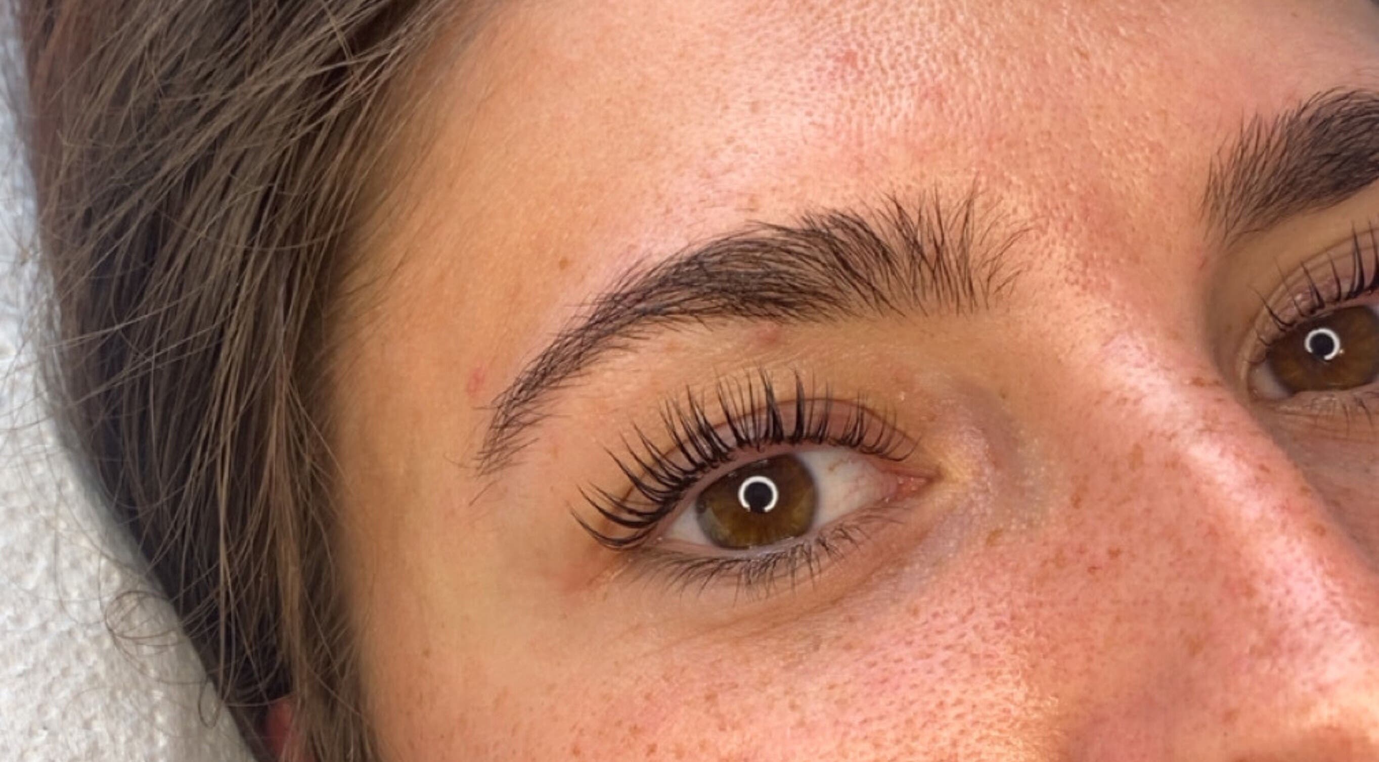 Close-up of perfectly styled lashes at Lori's Lashes, Whitley Bay, England, GB.