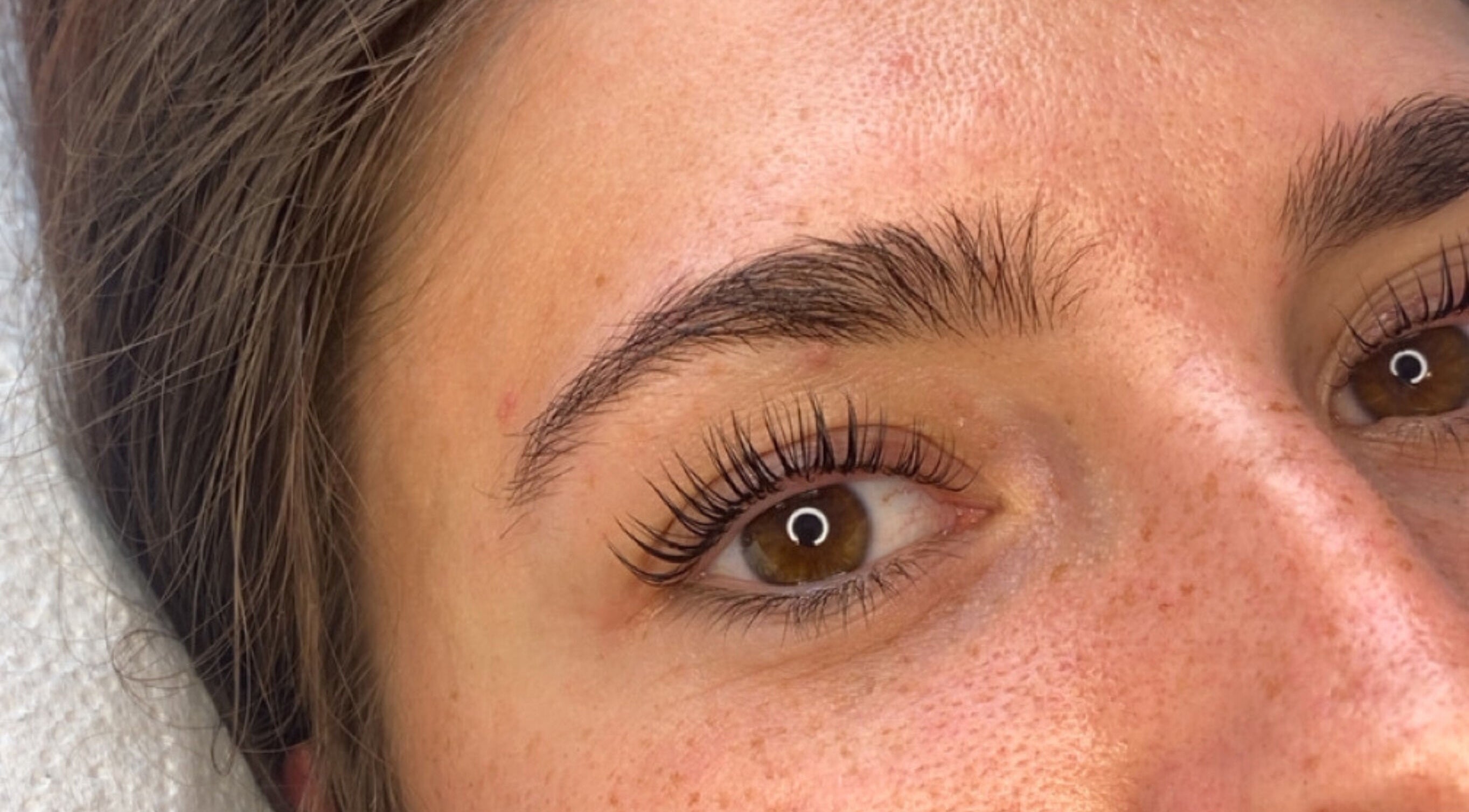 Close-up of perfectly styled lashes at Lori's Lashes, Whitley Bay, England, GB.