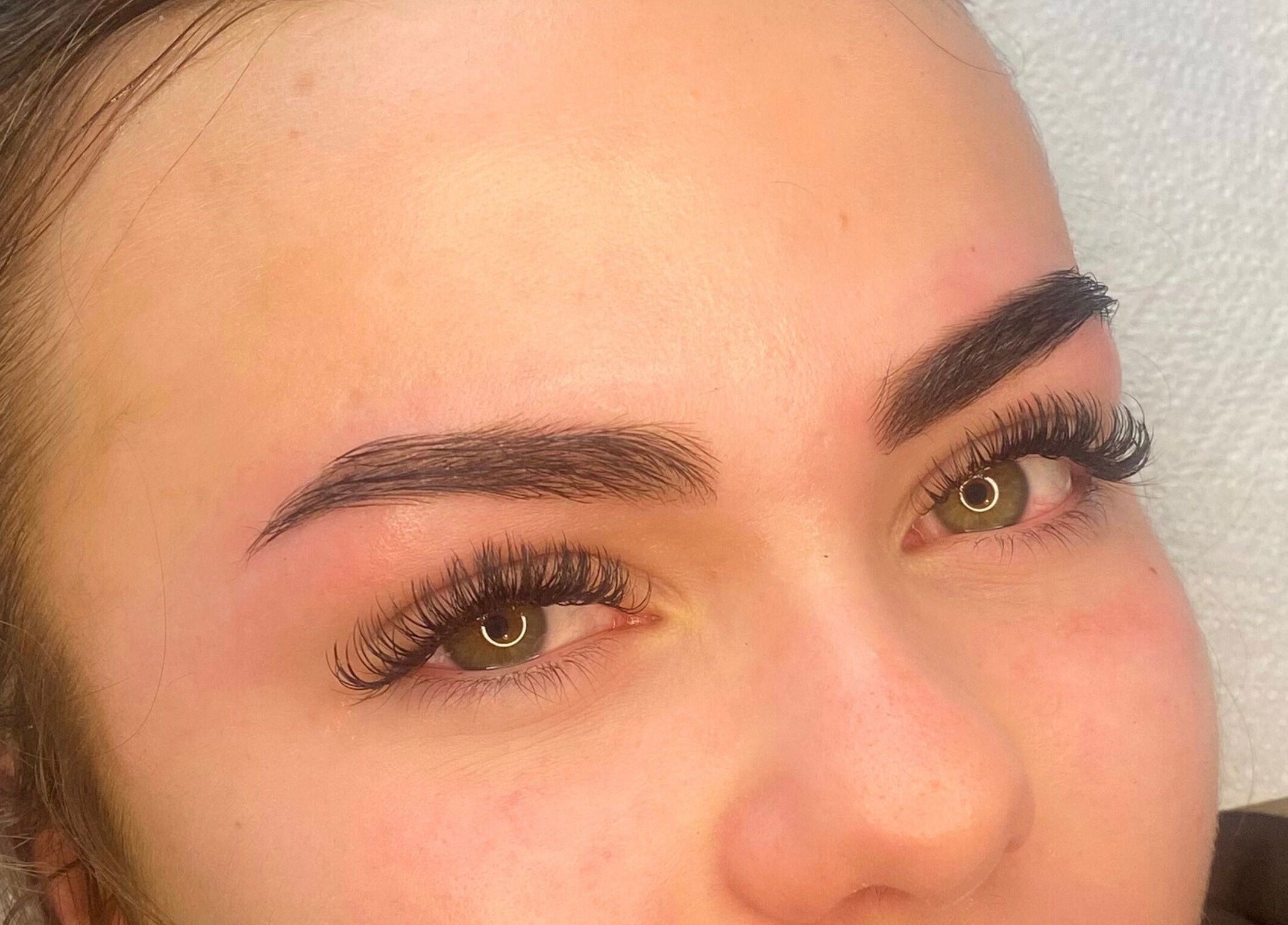 Close-up of expertly styled lashes and brows at Lori's Lashes, Whitley Bay, England, GB.