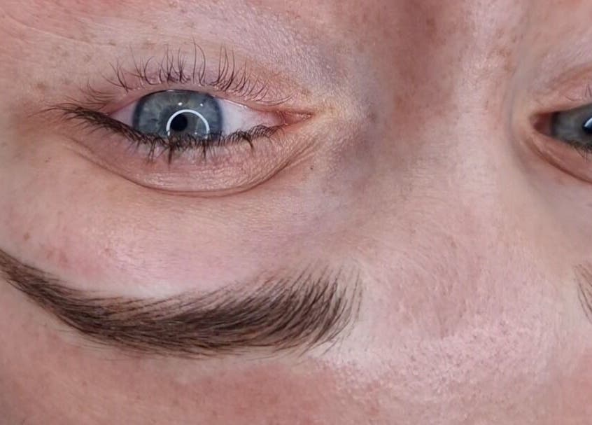 Close-up of expertly shaped brows at Emily Edwards Beauty, High Wycombe, England, GB.