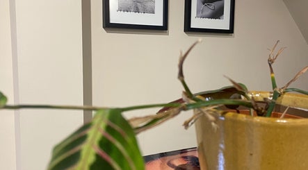 Framed art and potted plant in sophisticated STORI venue, Birmingham, England, GB.