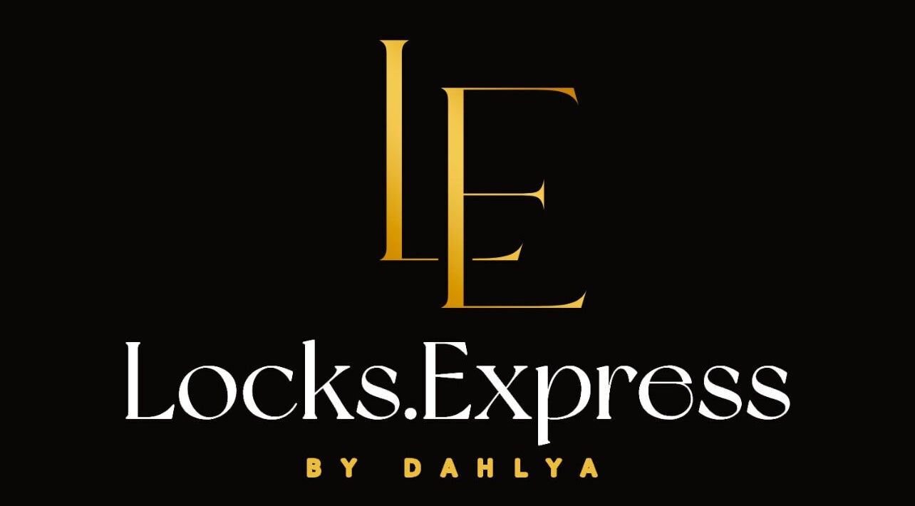 Logo doré de Locks.express à Montréal, Québec, CA, sur fond noir, symbolisant élégance et sophistication.