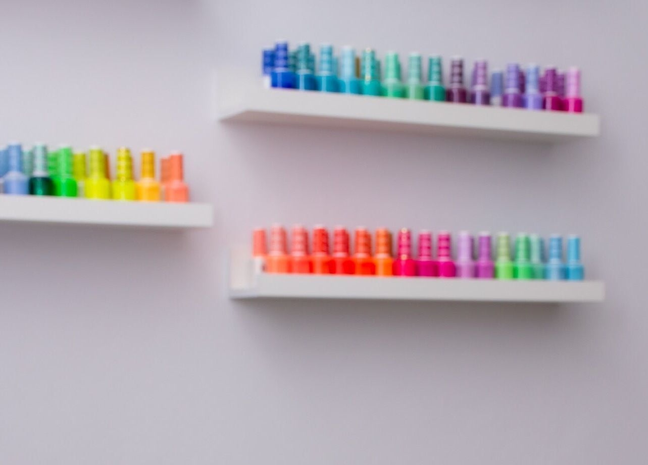 Colorful nail polish selection at Bliss Spa & Wellness, San Juan, San Juan, PR.