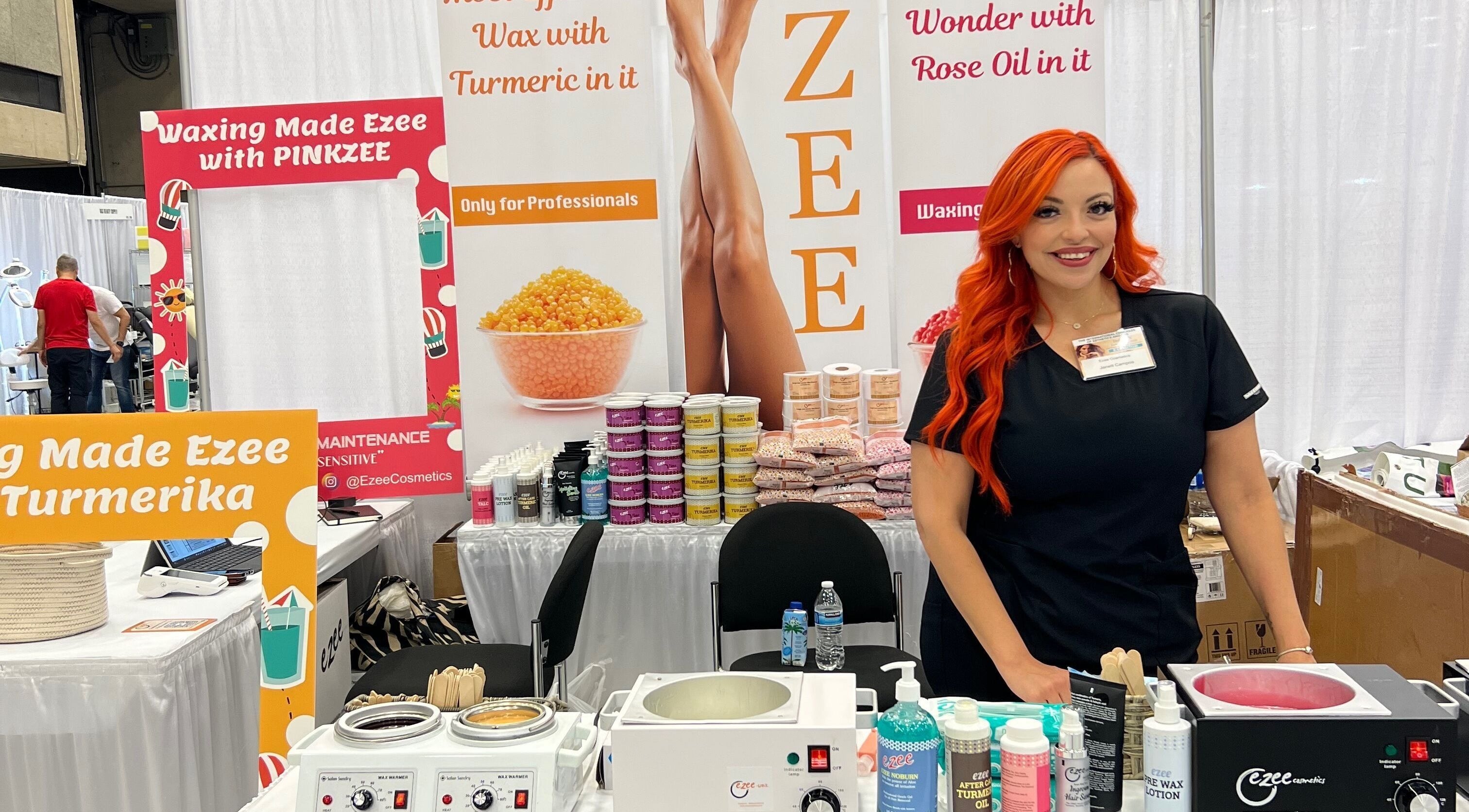 Professional waxing setup at Waxed by Jan, featuring vibrant products in El Paso, Texas, US.