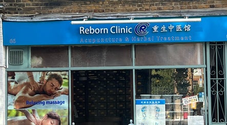 Street view of Reborn Clinic in London, England, GB, featuring acupuncture and massage services.